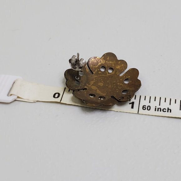 Bronze Tone Earrings Boho Tribal Swirl Holes Pierc - Picture 8 of 8